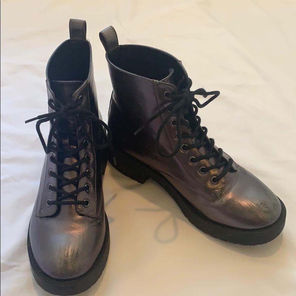 Silver combat boots Women’s size 6